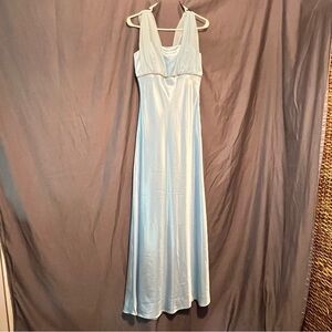 Baby blue silk satin formal gown